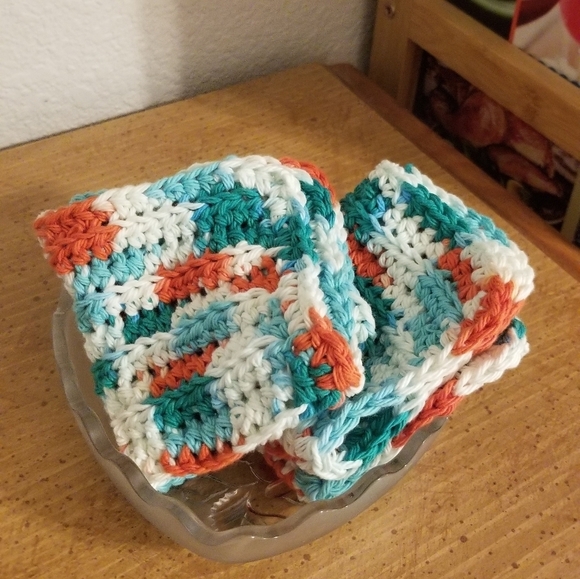 💞2/$20 HAND CRAFTED Crocheted All Purpse 100% Cottn Reusble Bath or Dish Cloths - Picture 4 of 5